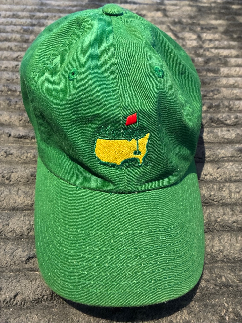 Augusta Sportswear Green Baseball Cap with Yellow USA Outline and Red Flag